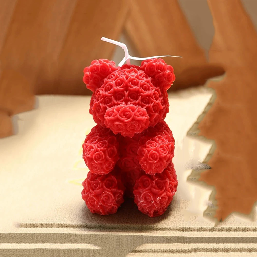Handmade Rose Bear Candle