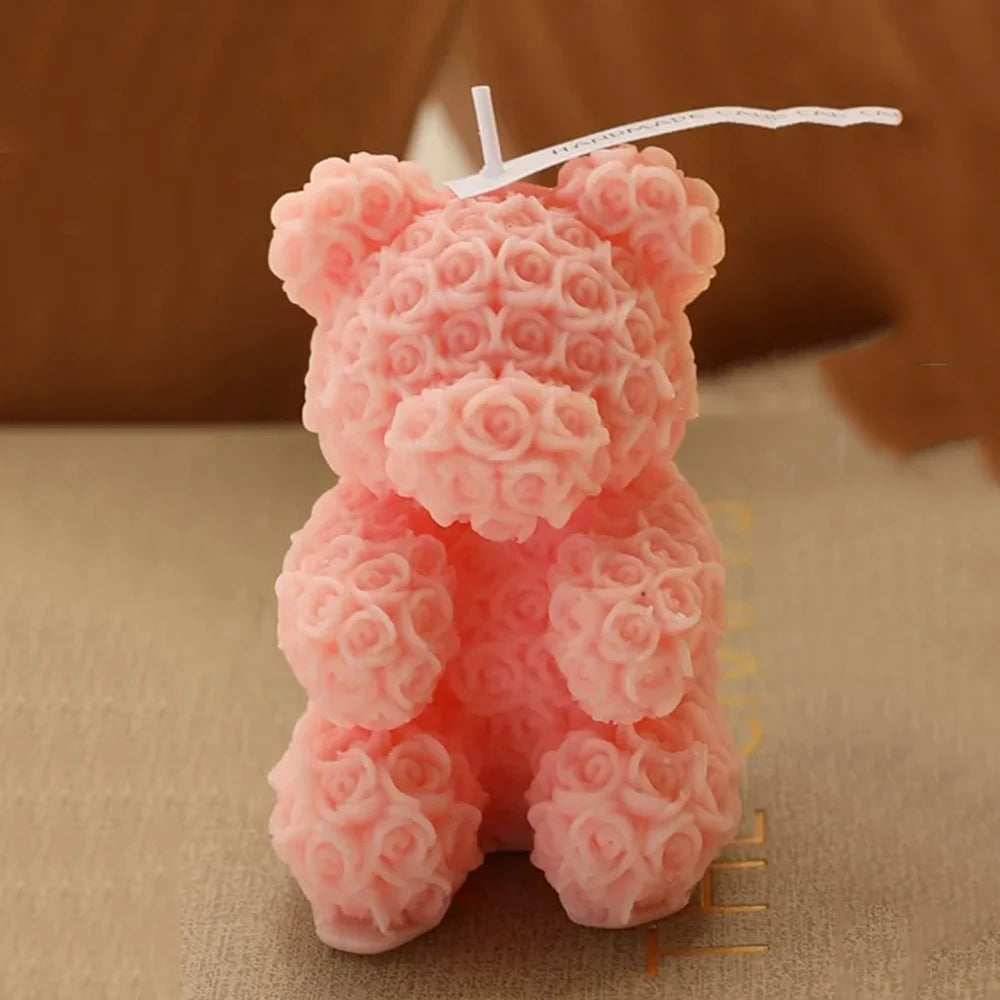 Handmade Rose Bear Candle