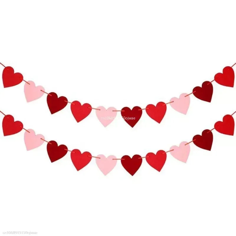 Valentine Heart Banner Garland (Red)