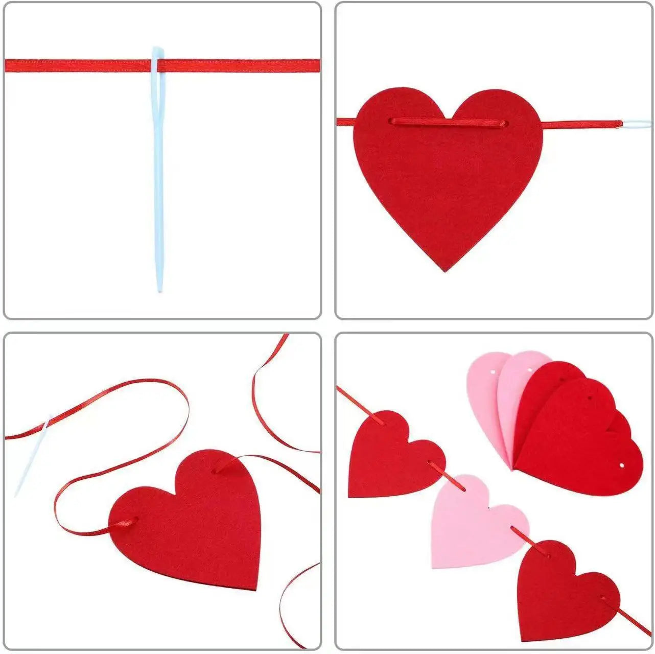 Valentine Heart Banner Garland (Red)